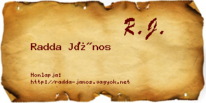Radda János névjegykártya